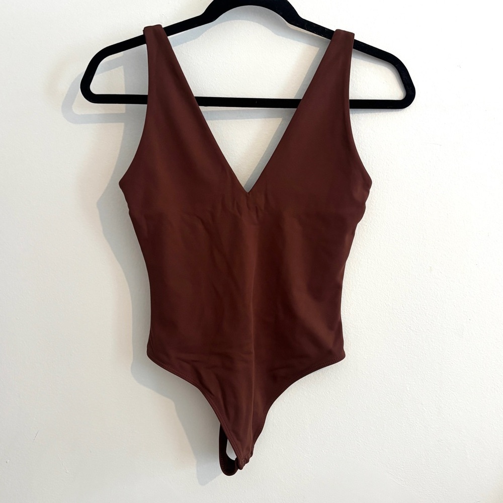 Babaton Deep Brown V-Neck Bodysuit